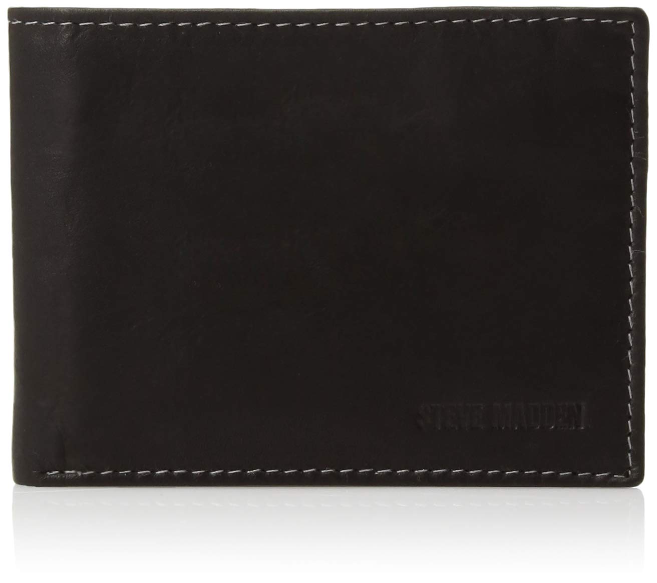 Steve MaddenMen's Slim Leather Wallet with Extra Capacity Attached Flip Pockets