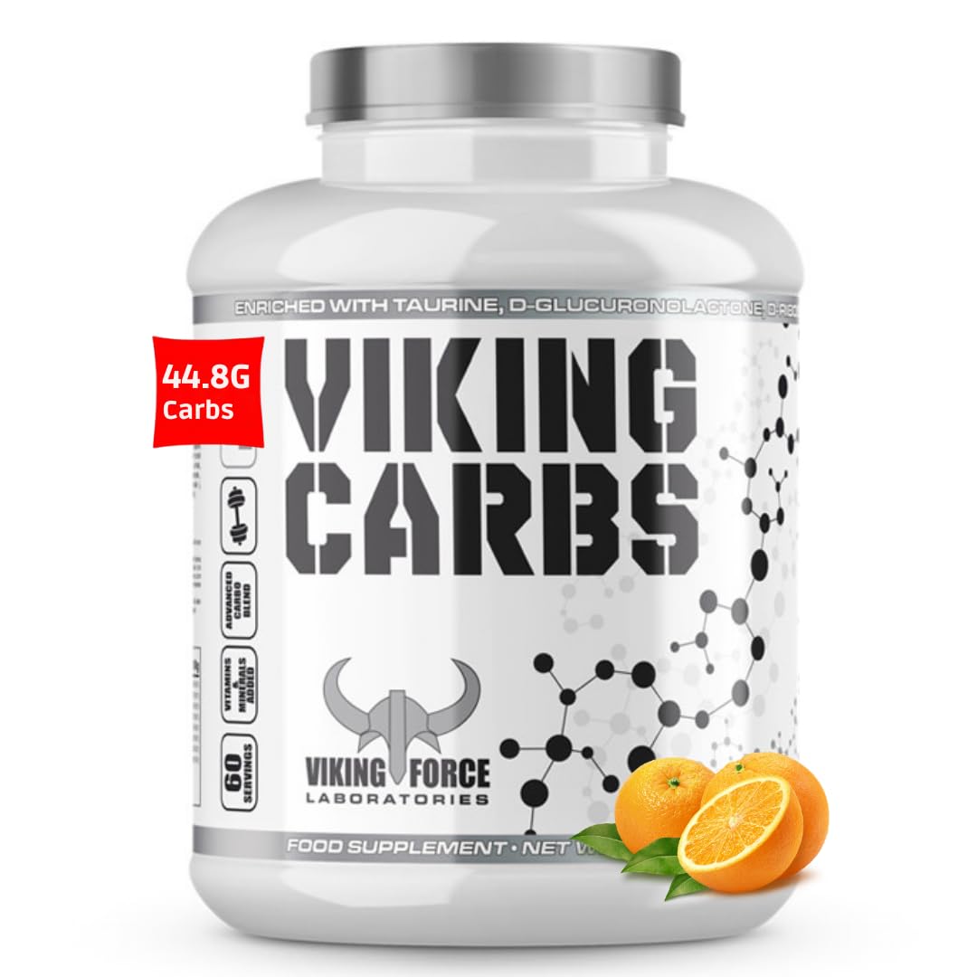 VIKING FORCE Carbs- Orange Flavour special blend of carbohydrates, 3000g, 60 servings, Muscle Gainer Enriched with taurine, D-glucuronolactone, D-ribose