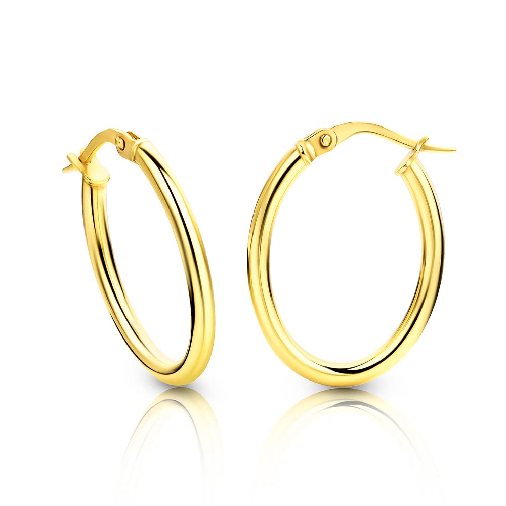 Women Jewelry 14K (585) Yellow Gold Classic everyday Hoop Earrings