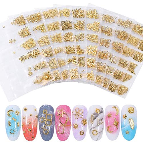 1 Pack Mixed Metallic Rivets 3D Nail Art Decorations Charm Multi-Shaped Alloy Slices Studs Jewelry DIY Manicure Accessories (MDSP-1)