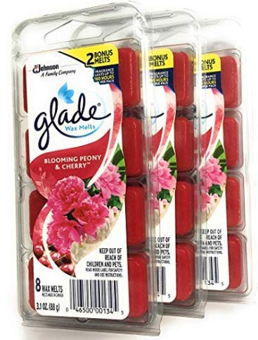 3 Pack of Glade Wax Melts Air Freshener Refill, Blooming Peony & Cherry, 8ct, 3.1oz