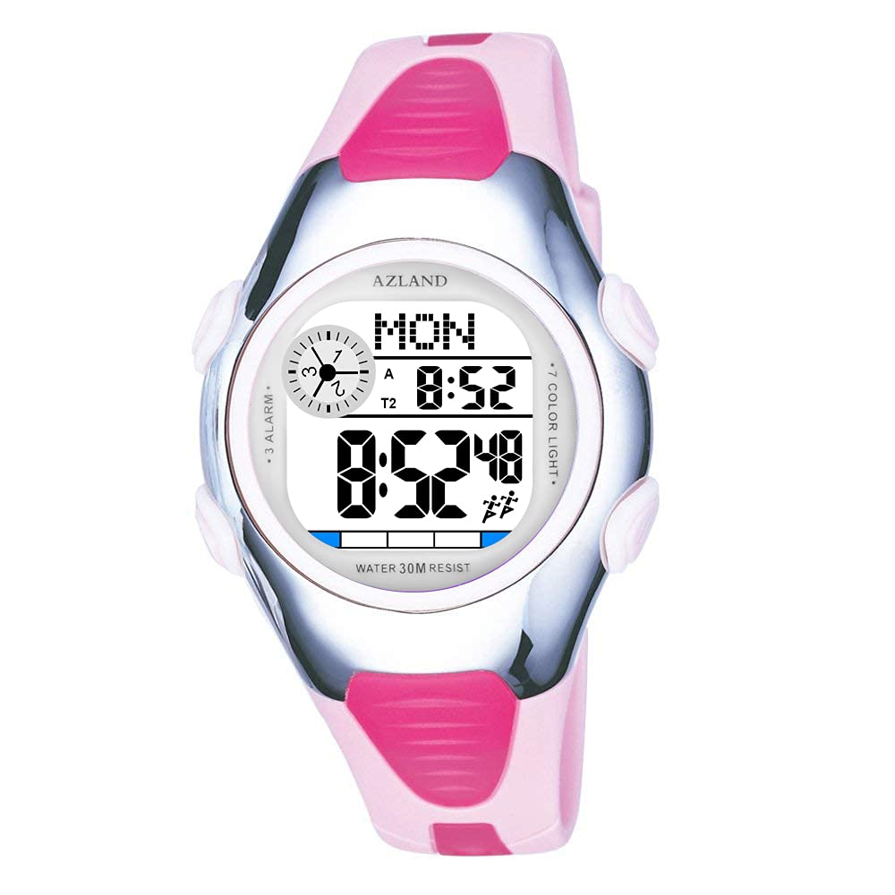 AZLAND3 Multiple Alarms Reminder Sports Kids Wristwatch Waterproof Boys Girls Digital Watches