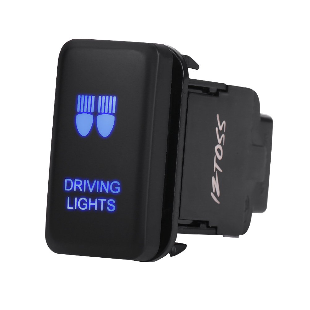 Car Rocker Switch ON-OFF LED Light Switch, Keenso 12V Blue LED Car Auto On Off Rocker Toggle Switch for Toyota Hilux Landcruiser VIGO(DRIVING LIGHTS)