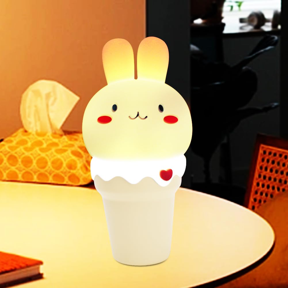 YuragimLED Children's Night Light, Rabbit Night Light, Uneede Led Night Light-Children, Silicone Baby Night Light, Nursing Light, Cute Animals, 7 Levels of Dimming Touch USB Lamp for Baby Room