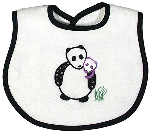 Raindrops Panda Appliqued Bib, Black