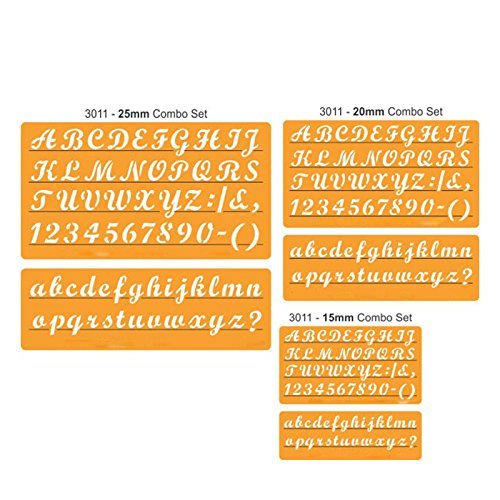 Liquidraw Lettering Stencils for Crafts English Stencil Alphabet Number Drawing Drafting Template (Upper & Lower Case Combo) (15mm / 20mm / 25mm) (15mm)