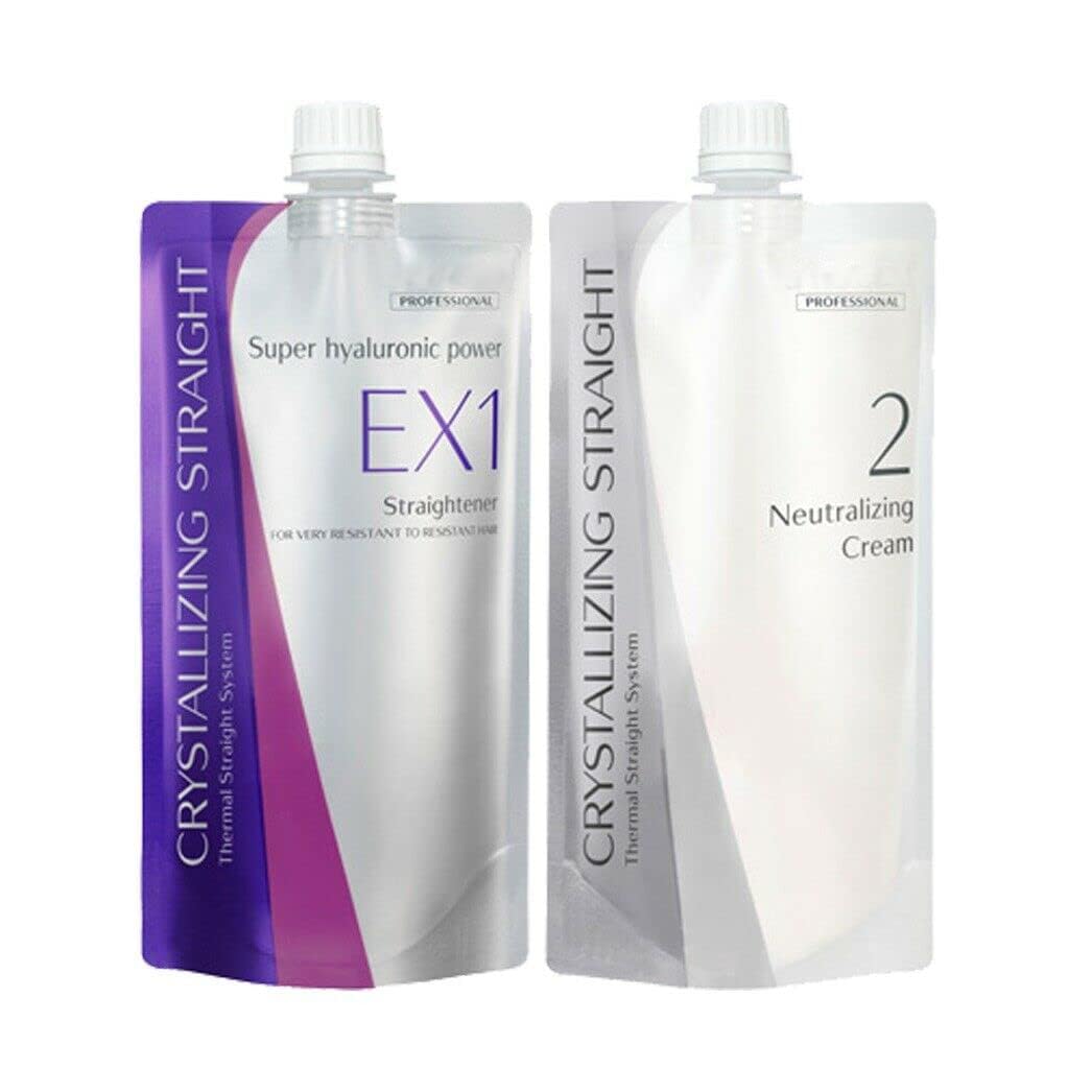 Ode Hair Rebonding Professional Crystallizing Hair Straightener (EX1) + Neutralizing Emulsion (2) SET with Brush