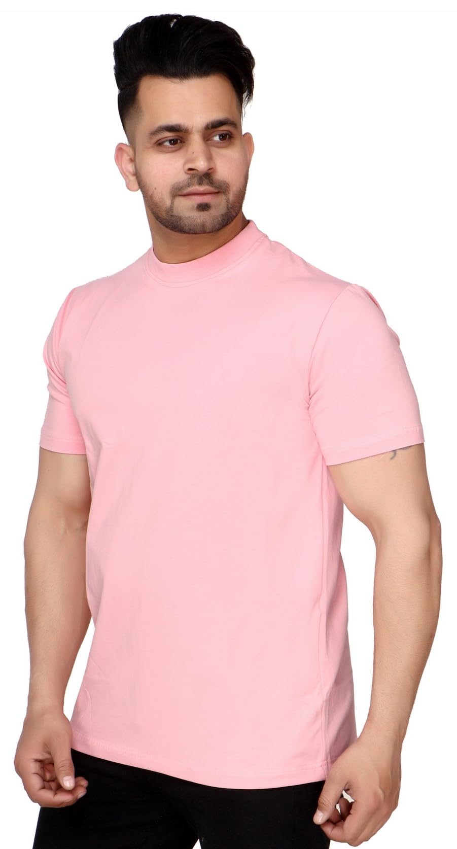 EVYO Men's Cotton Solid Round Neck Regular Fit T-Shirt Plain Cotton Round Neck T Shirts for Mens Half Sleeve Tshirt for Men Premium Heavy Gaze Cotton