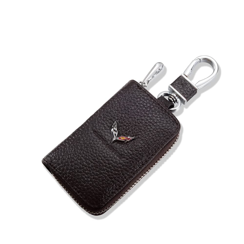 KYLEXY Car Key Case,Car Tag Leather Material Remote Keychain Fit Corvette