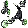 EASEGO Golf Push Cart 3 Wheel : Golf Bag Cart Foldable with Phone/Cup/Umbrella Holder Compact Golf Pull Carts Quick Fold Golf Caddy Push Carts with Large Wheelbase for Different Terrain (Lemon Green)