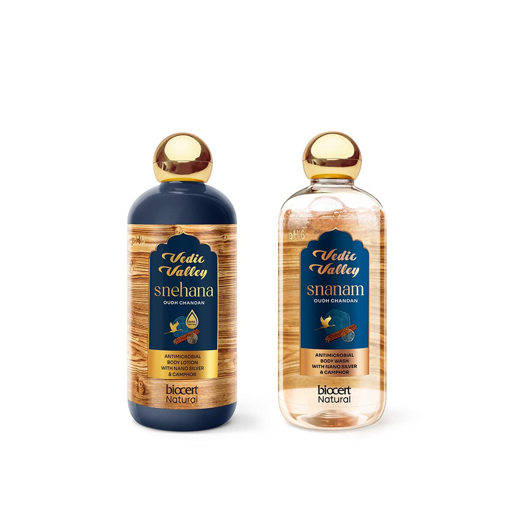 Vedic Valley Body Care Combo For Healthy skin (Oudh Chandan Body Wash 300ml & body Lotion 300 ml)