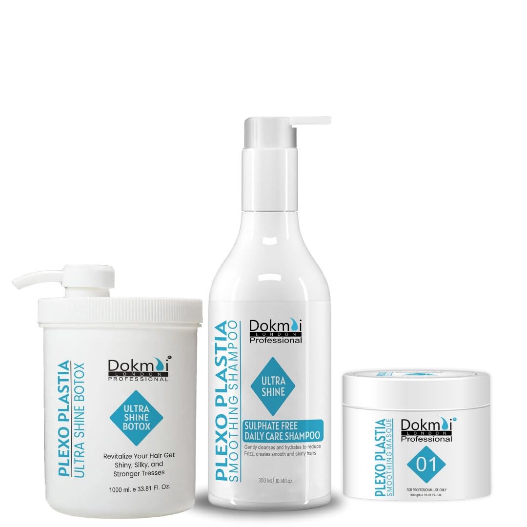 Dokmai LONDON Permanent Hair SPA Ultra Shine with smoothing Shampoo and PLEXO PLASTIA SMOOTHING MASQUE combo pack kit