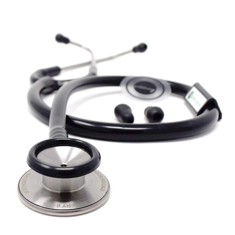 IS IndoSurgicals Silvery Ii-Ss Stethoscope (Black)