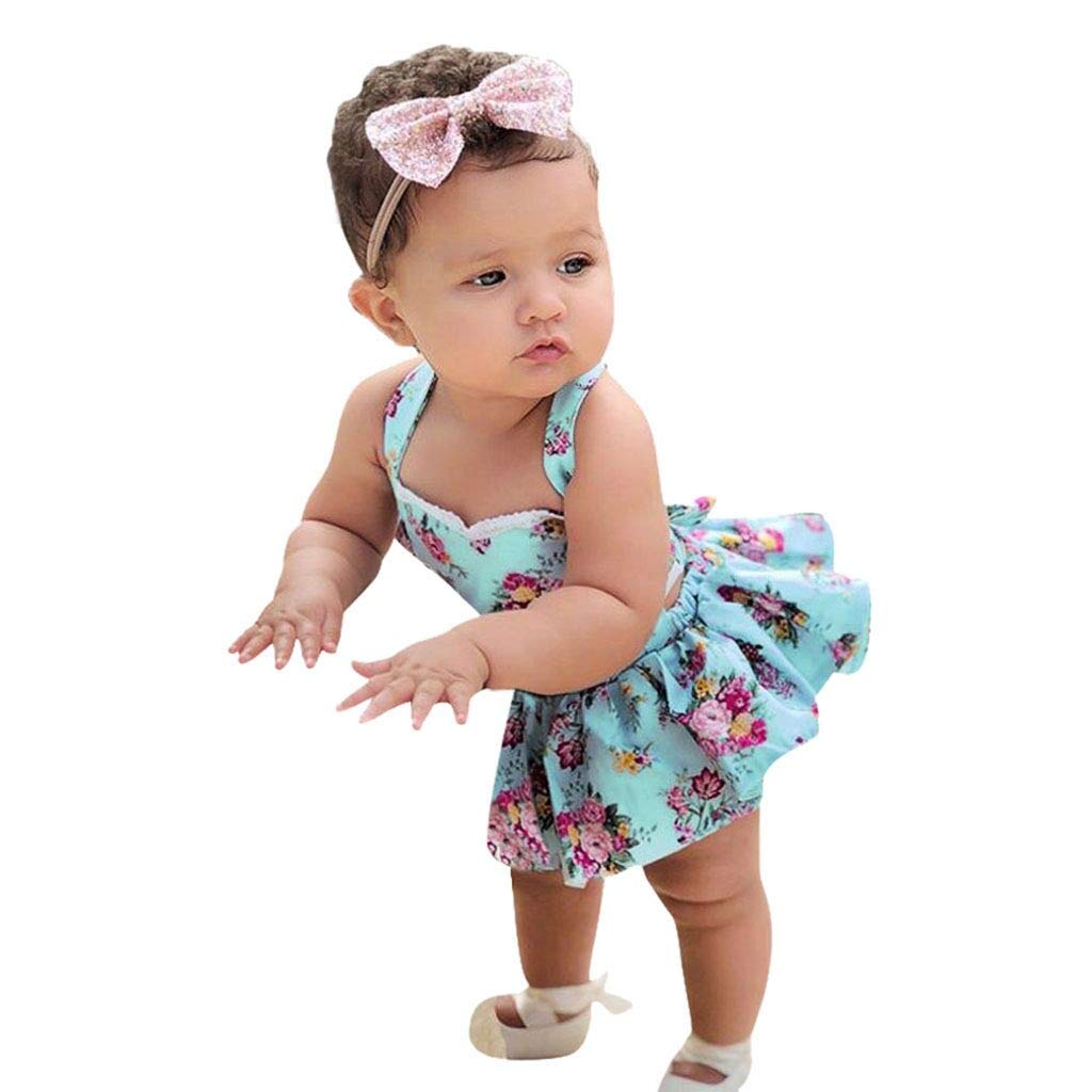 Digood Girls Dress&Skirt,Newborn Infant Baby Girls Backless Lacing Floral Print Romper Dress Sundress