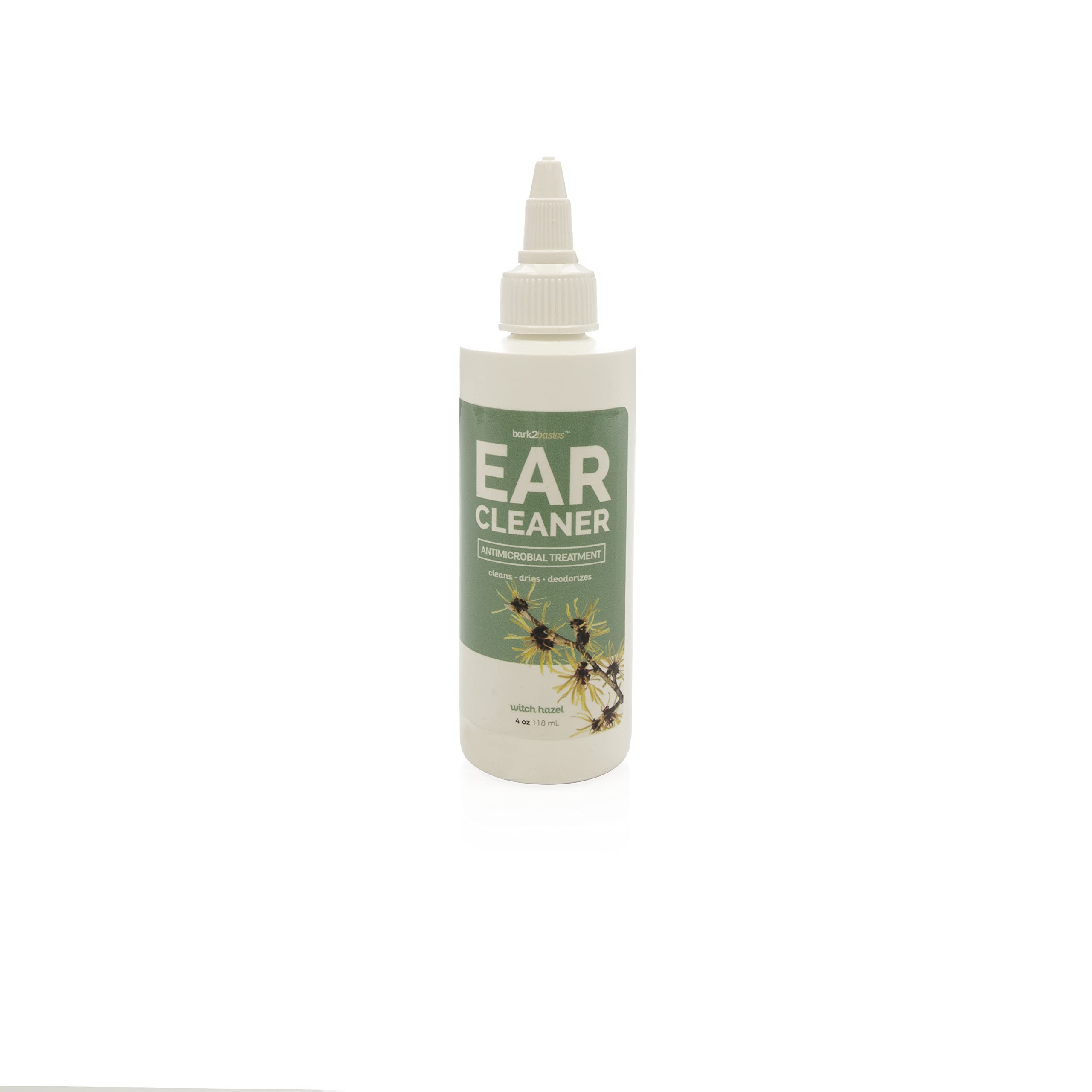 Bark 2 Basics Ear Cleaner for Dogs, 4 oz - All Natural, Witch Hazel, Alcohol Free, Gentle Aloe Vera and Chamomile Extract Base, Breaks Through Tough Wax