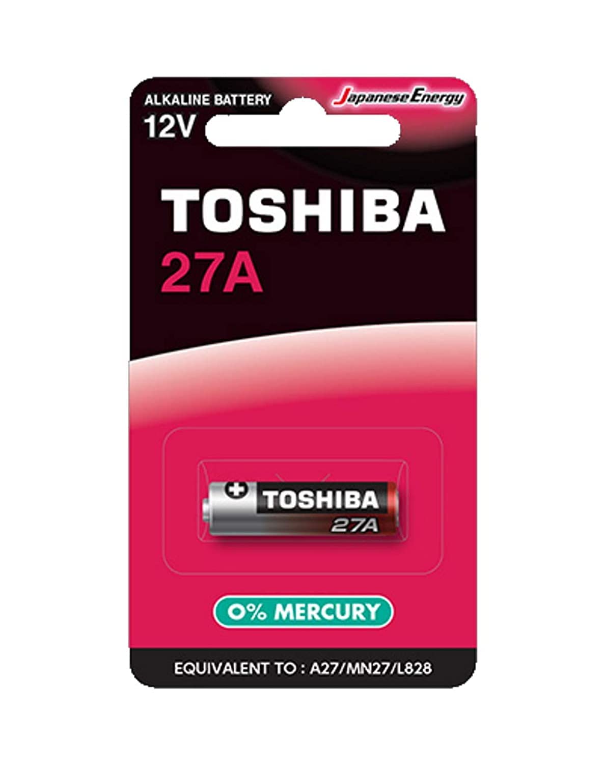 Toshiba 27A type Alkaline Battery 12 V (0% MERCURY) - Equivalent to A27 / MN27 / L828