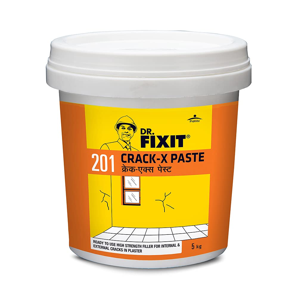 DR. FIXIT Crack X Paste - 5Kg, Ready to use Crack Filler for Internal & External Surface Cracks on Roofs, Walls, Flexible Putty with Excellent bonding