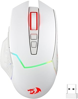 Redragon M690 PRO Wireless Gaming Mouse, 8000 DPI Wired/Wireless Gamer Mouse w/Rapid Fire Key, 8 Macro Buttons, Ergonomic Design for PC/Mac/Laptop, White