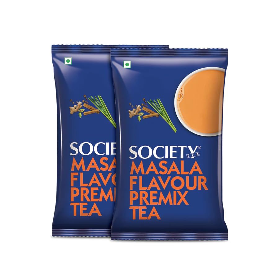 Society Daily Masala Flavour | Made with Ginger, Clove, Black Pepper, Cinnamon | Masala Chai | Flavoured Instant Tea 14g - 50 Sachet Pack