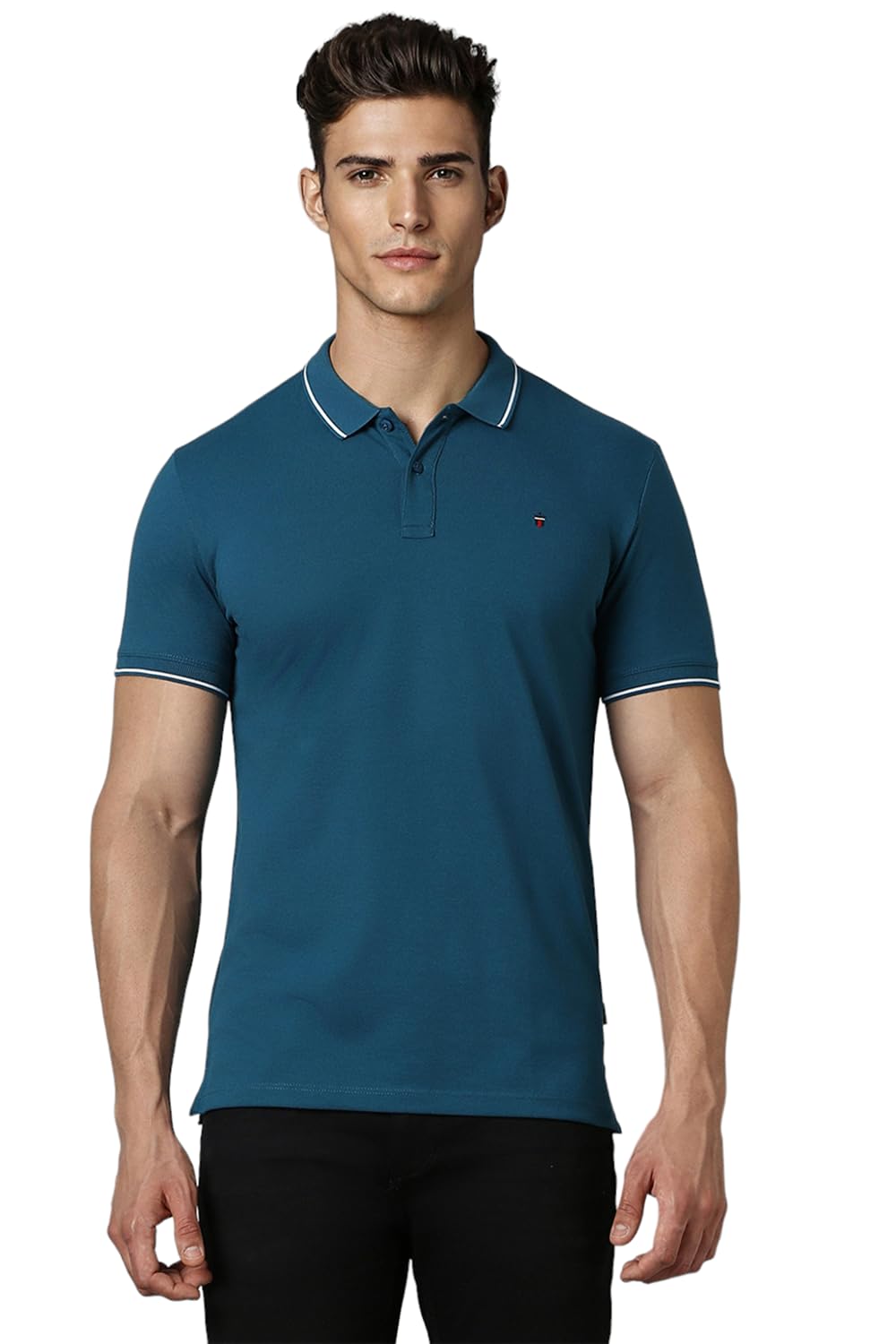 Louis PhilippeSlim Fit Solid 100% Cotton Polo T-Shirt