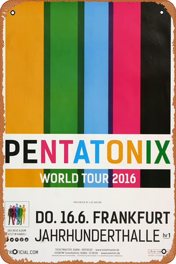 Pentatonix - World Tour, Frankfurt 2016 - Konzertplakat Metal Tin Sign Music Metal Poster Home Bar Pub Decor Wall Art Print 12 X 8 Inch