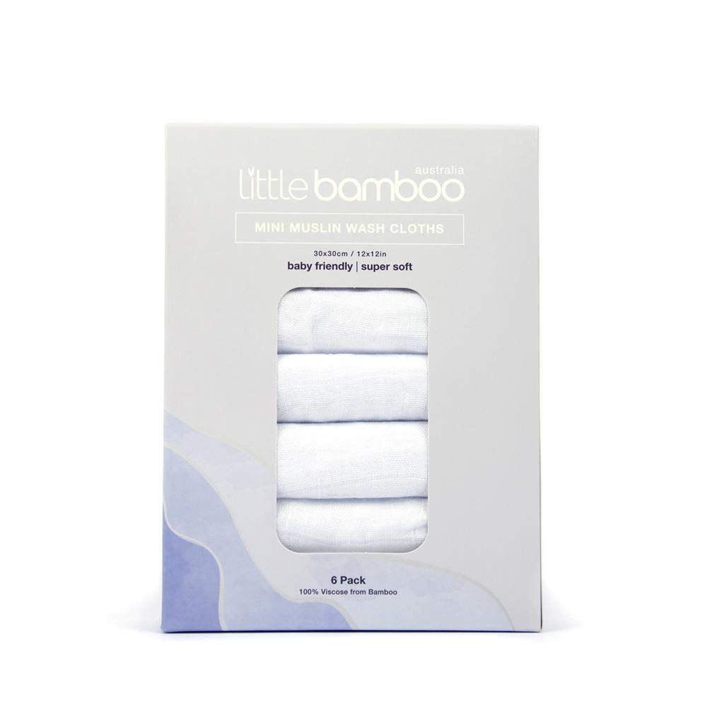 Little Bamboo Muslin Baby Wash Cloths - Pack of 6