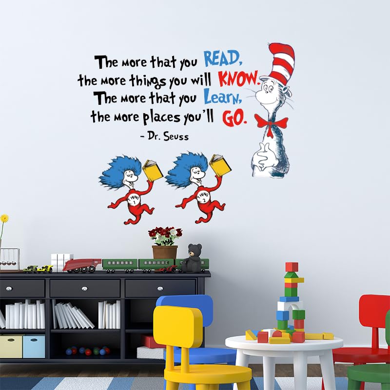 Amaonm Removable Quotes The More That Inspirational Wall Sticker Dr. Seuss Education Wall Decals Colorful Motivational Saying Lettering art Wall Decor for Kids Baby Home Bedroom Classroom Nursery