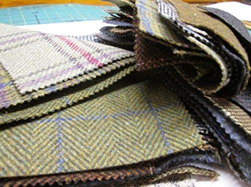 Tweed Patchwork 100% Wool Remnant Offcuts Squares 10 Pieces 23cm (9")