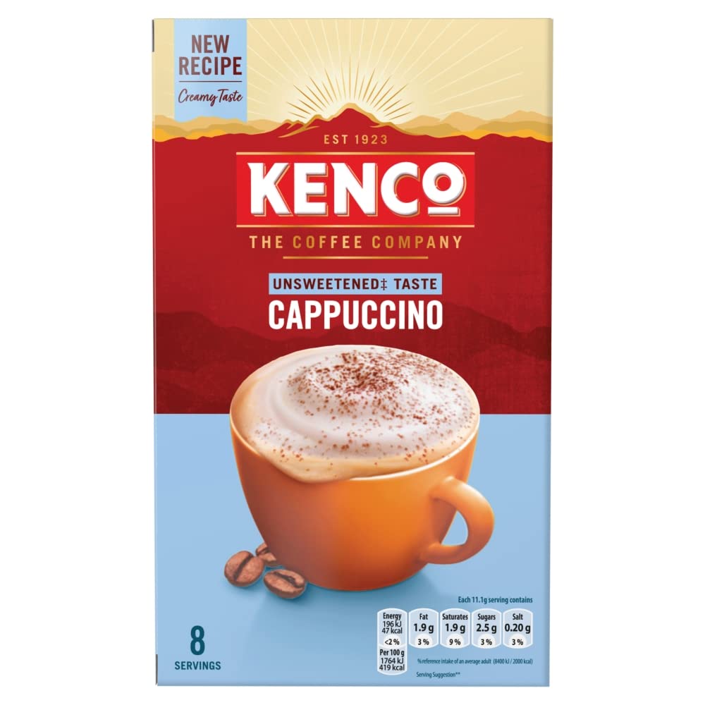 Kenco Unsweetened Cappuccino Instant Coffee Sachets (14g x8) 112g