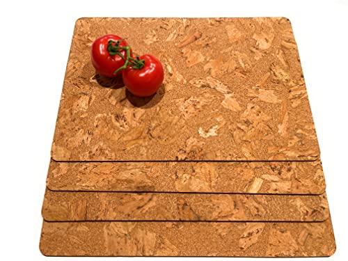 Cork Placemats Set of 4 Rectangle-17x12 Heat Resistant Placemats, Wood Placemats Can be Used as Hot Pads or Cork Trivets, Rustic Farmhouse Placemats, Non Slip Placemats