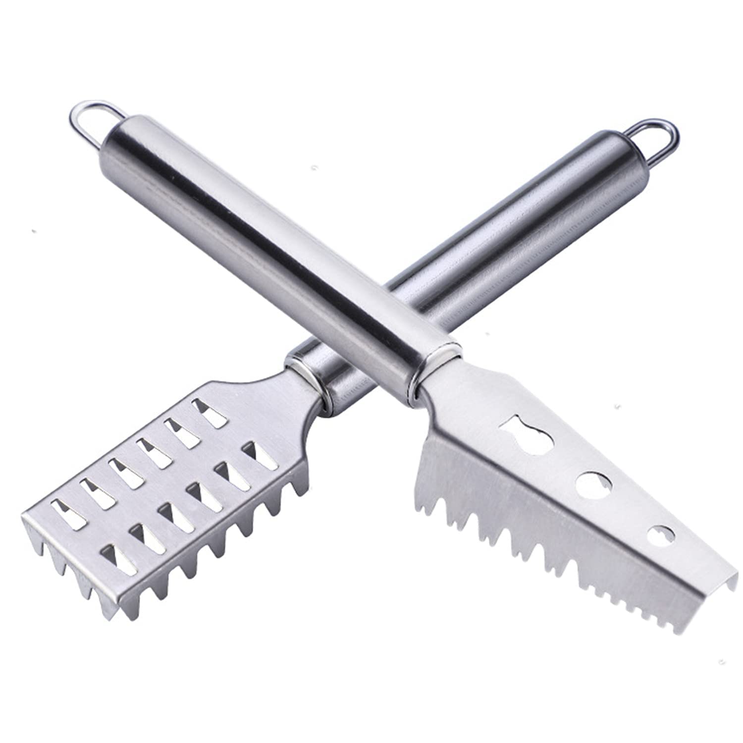 Sichumaria 2PCS Fish Scale Remover Scraper Fish Cleaning Tools Fish Skin Remover Stainless Steel Sawtooth Fish Cleaning Brush Machine for Kitchen Fish Scaler Cutting Knife