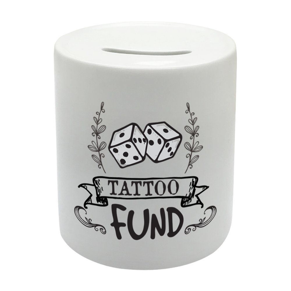 Coralgraph Inc BS033 TATTOO FUND Novelty Gift Printed Ceramic Piggy Bank Money Saving Box