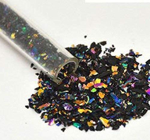 1 Oz Rainbow Dichroic Medium Frit Flakes on Black- 90 Coe …