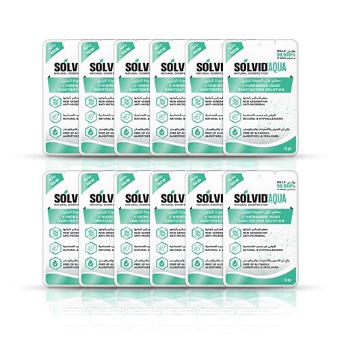 12 Packs Bundle SOLVID® Aqua - 18 ml Hand Sanitizing Spray