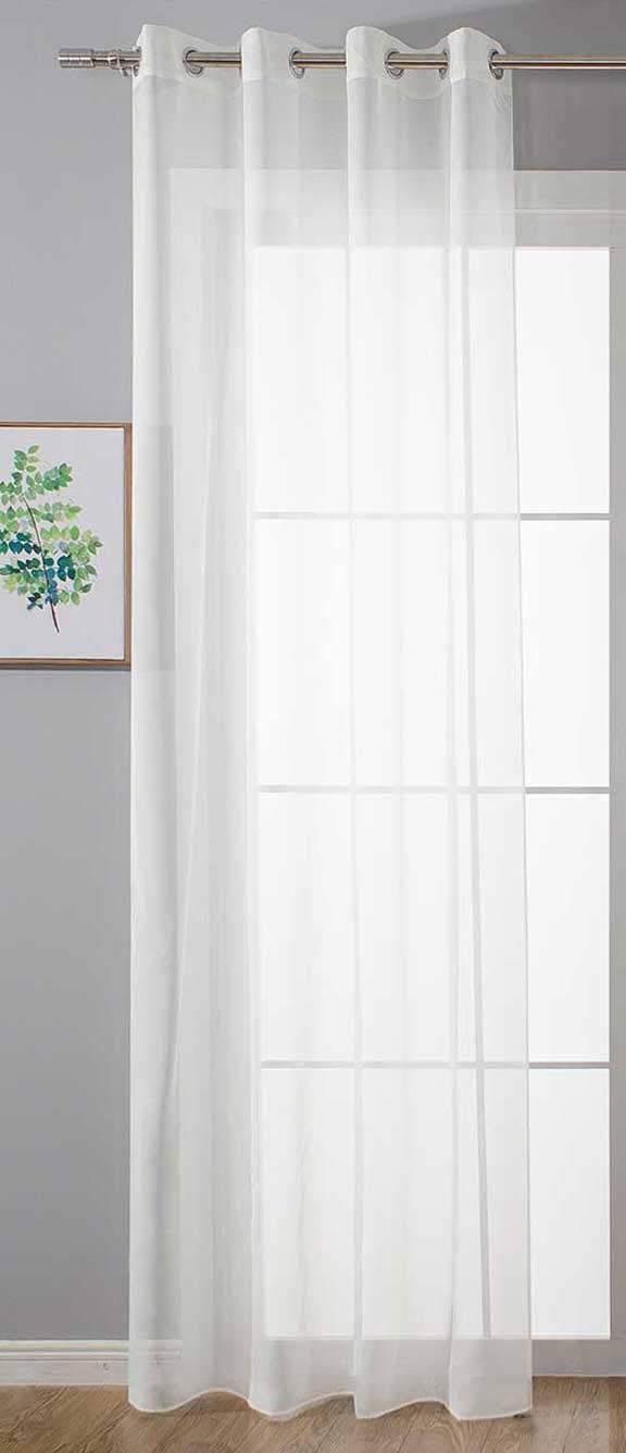 GardinenboxCurtains Eyelets Lead Band Closure Living Room 20332-cn, White, HxB 145x140 cm