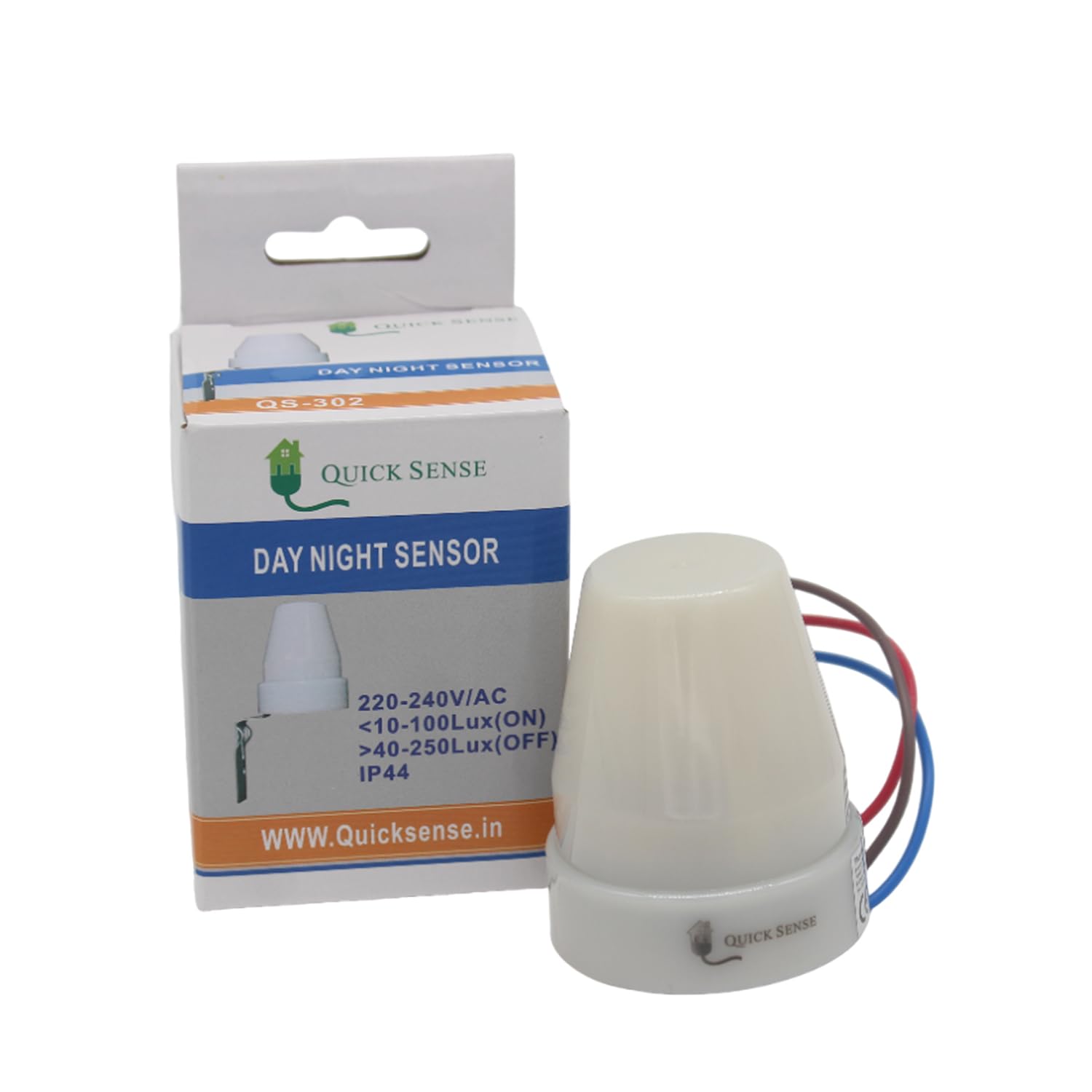 Quick Sense (QS-302): 220 V Auto Day/Night On & Off Photocell, LDR Sensor Switch for Lighting Water Proof (Photocell - Sensor 10A (Set of 1)