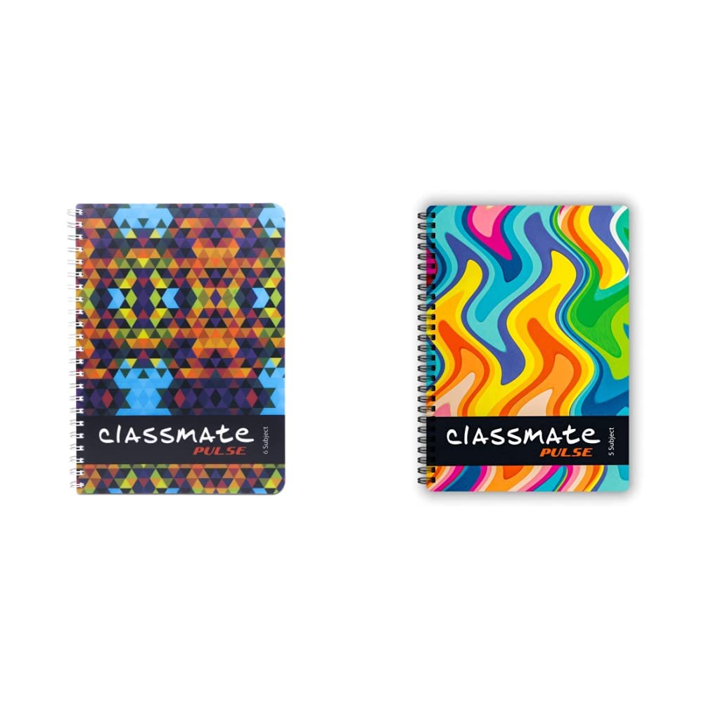 Classmate Soft Cover 6 Subject Spiral Binding Notebook, Unruled, 300 Pages Pulse Single Line 5-Subject Notebook - 297Mm X 210Mm, 60 Gsm, 250 Pages(Color And Design M