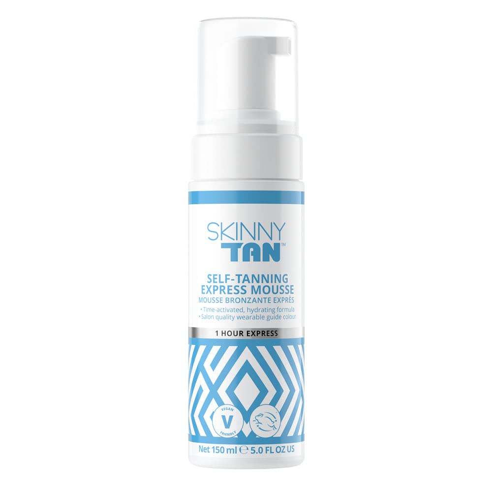 Skinny Tan Express Mousse | 1 Hour Express 150ml | Fake Tan Mousse | Instant Guide Colour | 1 Hour Express Tan with Hydrating Coconut Water | Cruelty Free & Vegan Buildable Self Tanner