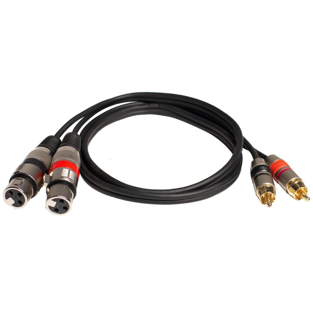 Seismic Audio SAXMRM-2x3, 3' Dual XLR Female to Dual RCA Male Patch Cable, Effects DJ