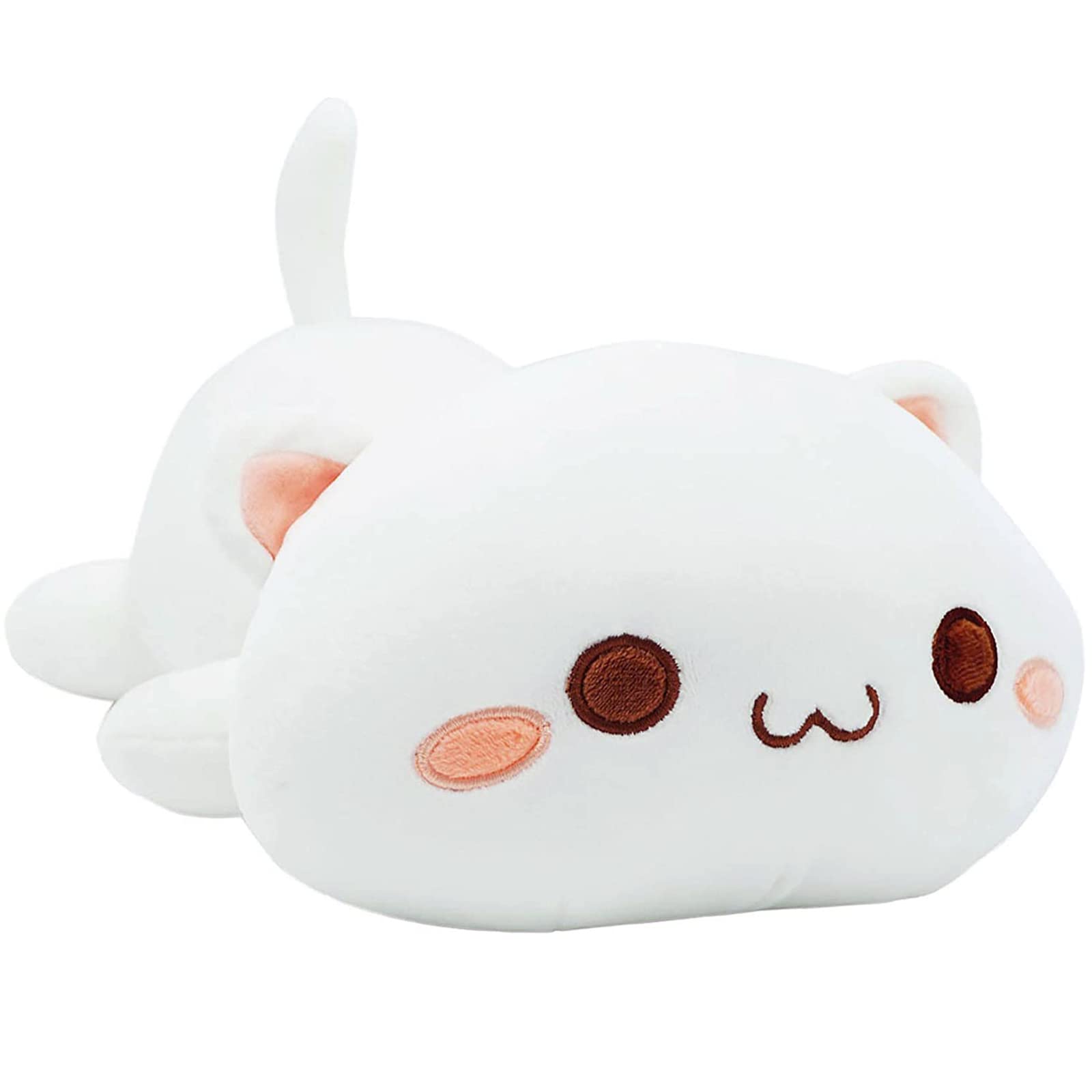 Onsoyours Cute Kitten Plush Toy Stuffed Animal Pet Kitty Soft Anime Cat Plush Pillow for Kids (White Cat, 12")