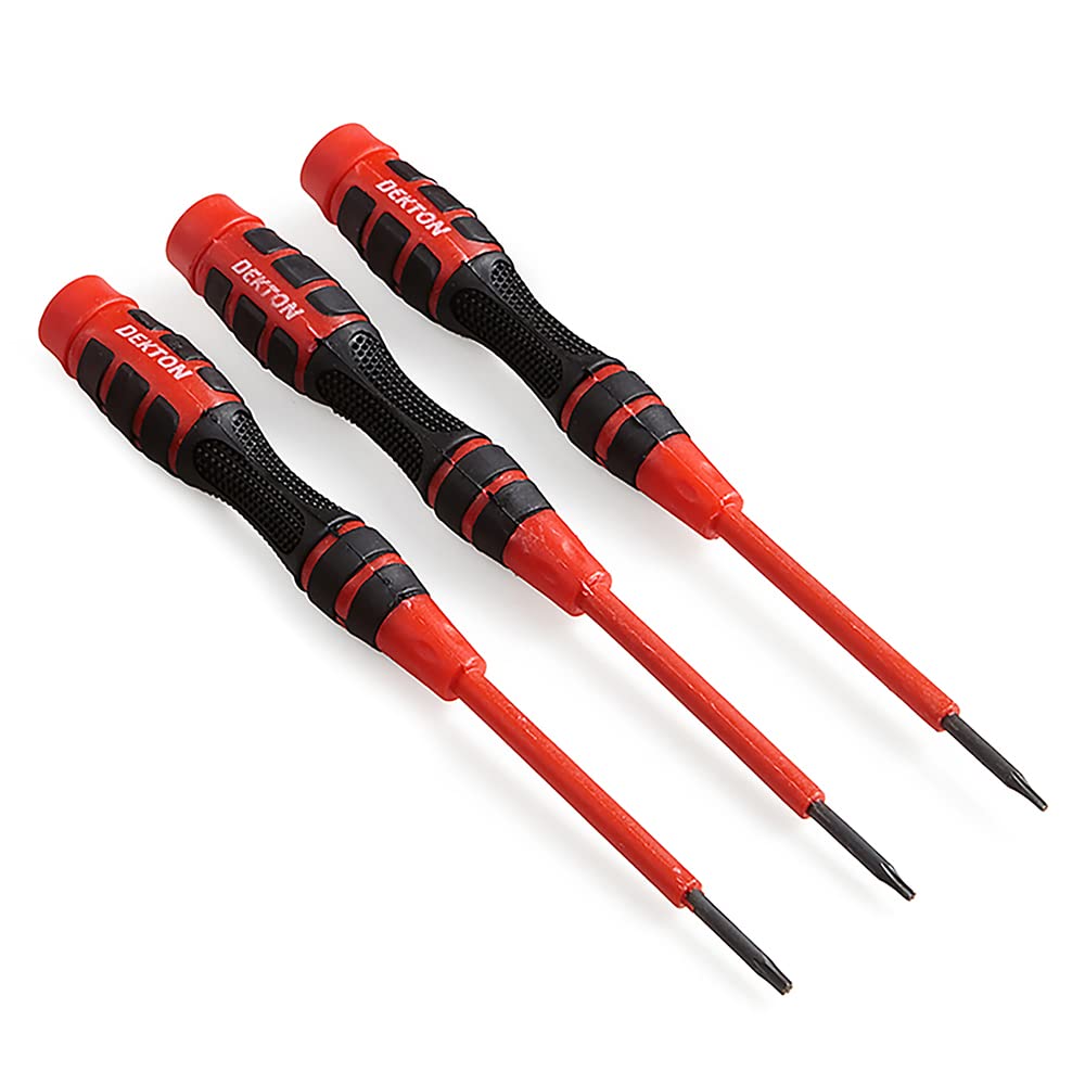 DEKTON DT65309 3pc Flat Screwdriver Set 2mm, 2.5mm 3mm Star Slotted Head Phone, Laptop