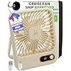 Cruise Ship Approved Fan - 4000mAh Long Lasting Battery Cruise Fan - Magnetic Fan Hook to Hang, Rechargeable Travel Fan for Cruise Ship Cabin Approved - Portable Wireless Fan for Cruise Ship Cabin