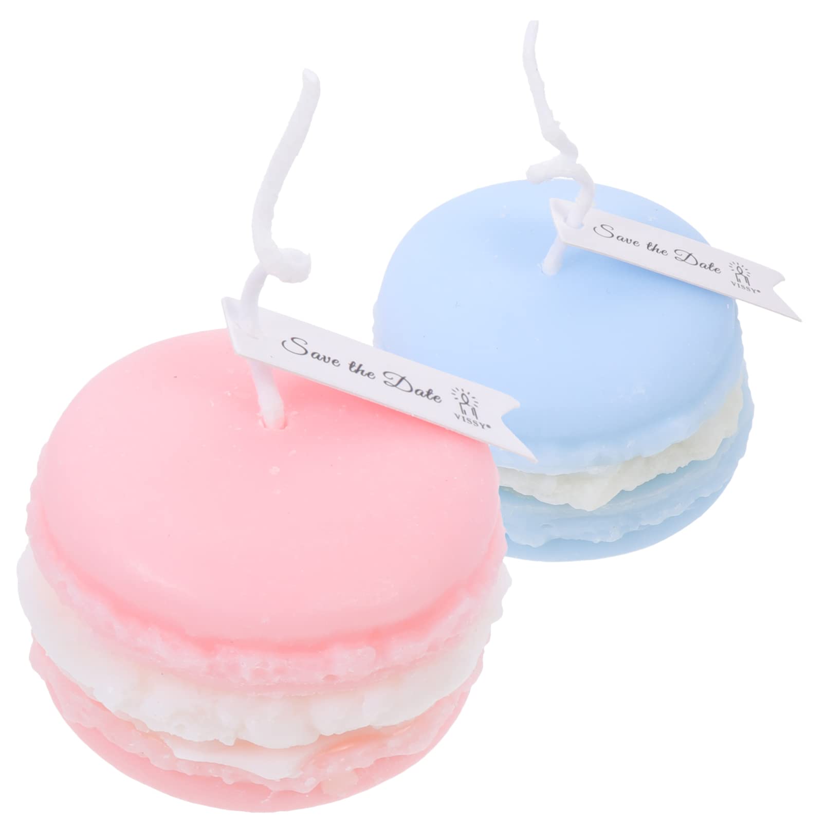 Sewroro Macaron Shaped Scented Candle 2pcs Small Soy Wax Candle Unique Dessert Shape Aroma Fragrance Candles Birthday Wedding Gift for Yoga Meditation