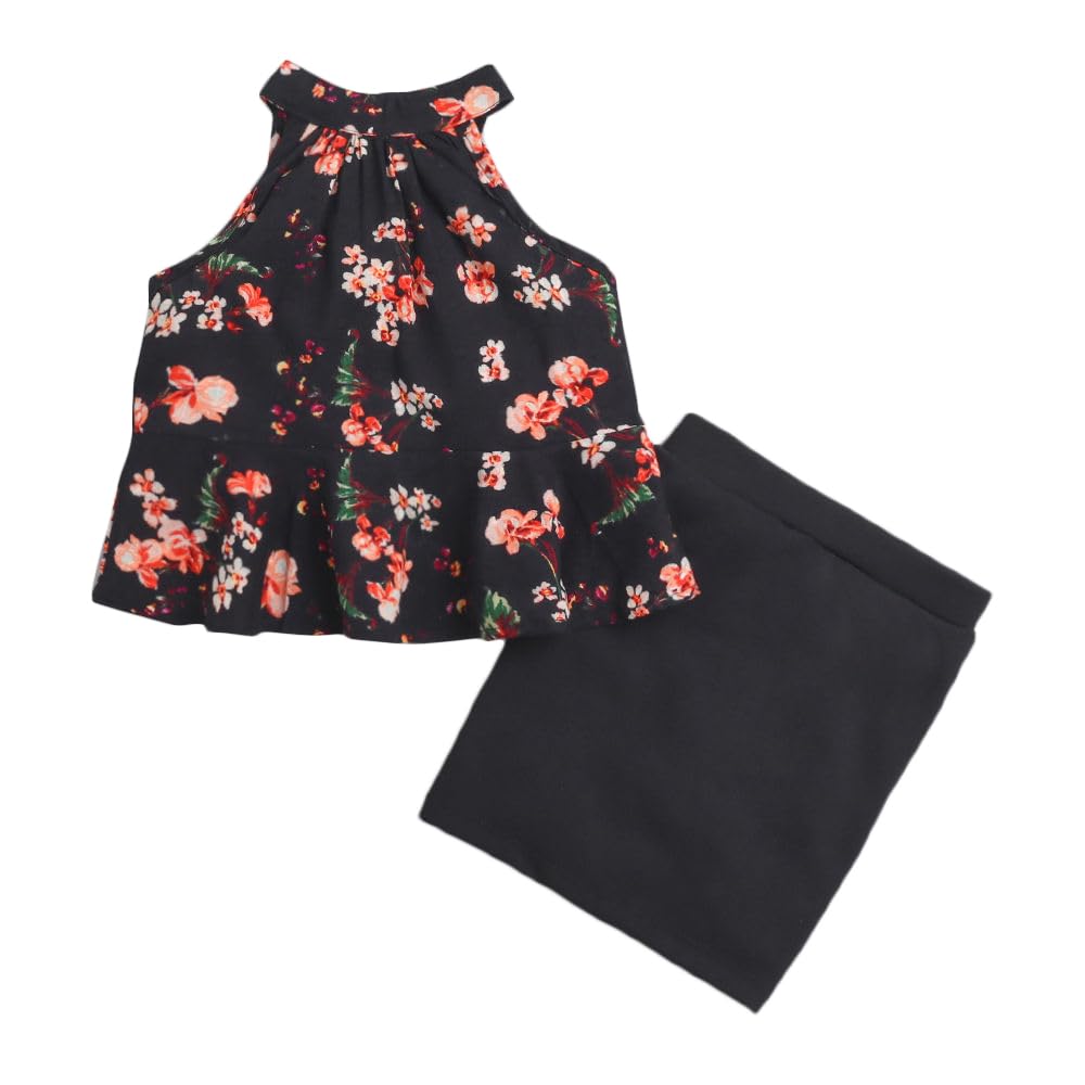 Hopscotch Boys Cotton Girls Cambric Floral Print Blouse Skirt Set