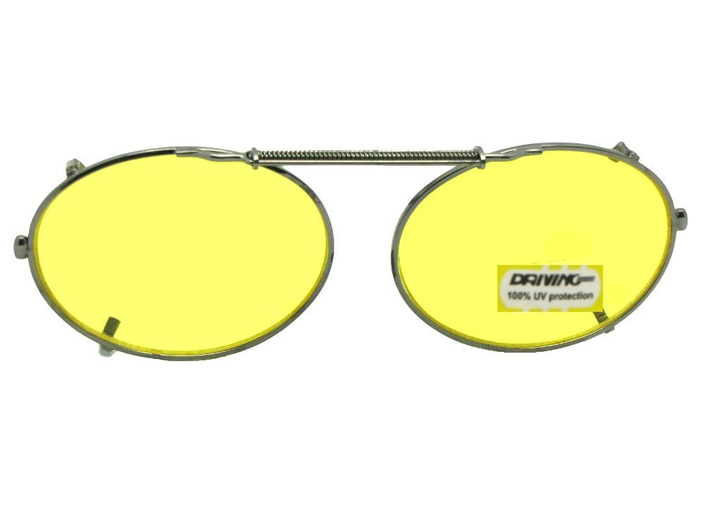 Oval Yellow Non Polarized Clip on Sunglasses