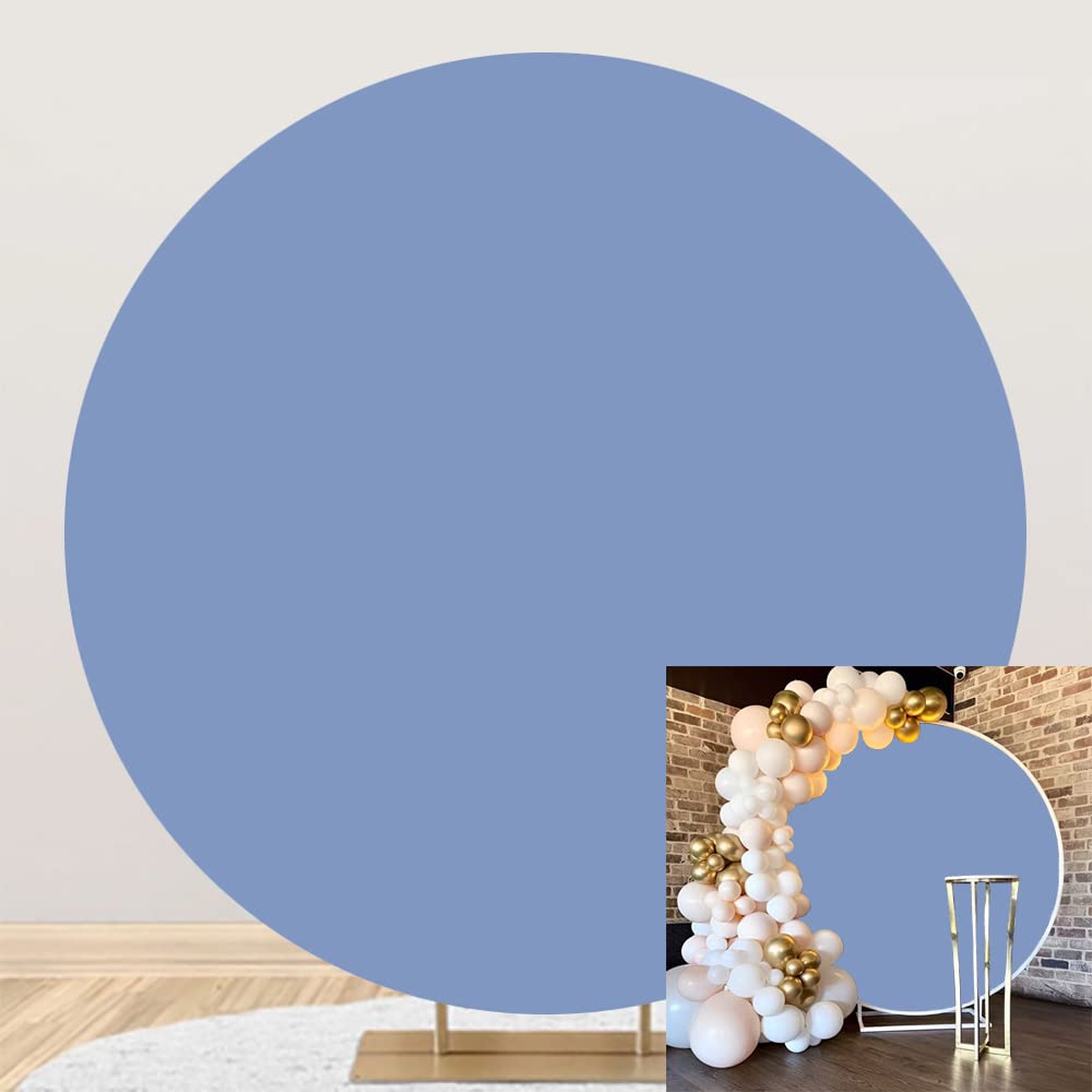 DORCEV 5.5x5.5ft Blue Round Backdrop Cover Polyester Solid Blue Circle Birthday Party Photography Background Baby Blue Backdrop for Kids Baby Shower Party Bridal Shower Wedding Party Portrait Decor