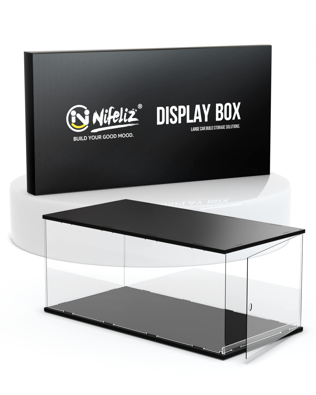 NifelizAcrylic Display Box for Scale 1:8 Big Model Cars, Building Toy Car Organizer and Storage, Gifts for Large Car Model Colle ctors (25.2Lx13WX10.4H in)