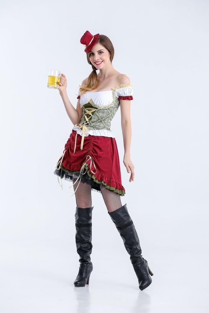 Carnival Lady The Munich Oktoberfest Costume Germany Bavarian Beer Maid Waiter Cosplay Parade Tavern Fancy Party# W