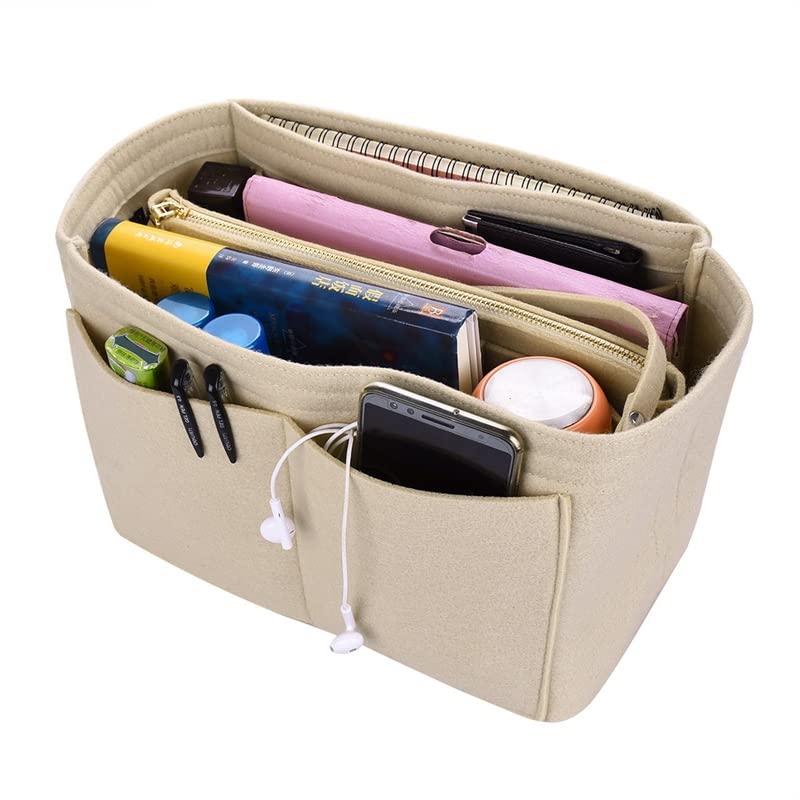 Make up Organizer Felt Insert Bag For Handbag Travel Inner Purse Portable Cosmetic Bags Fit Various Brand Bags (26*13*16)