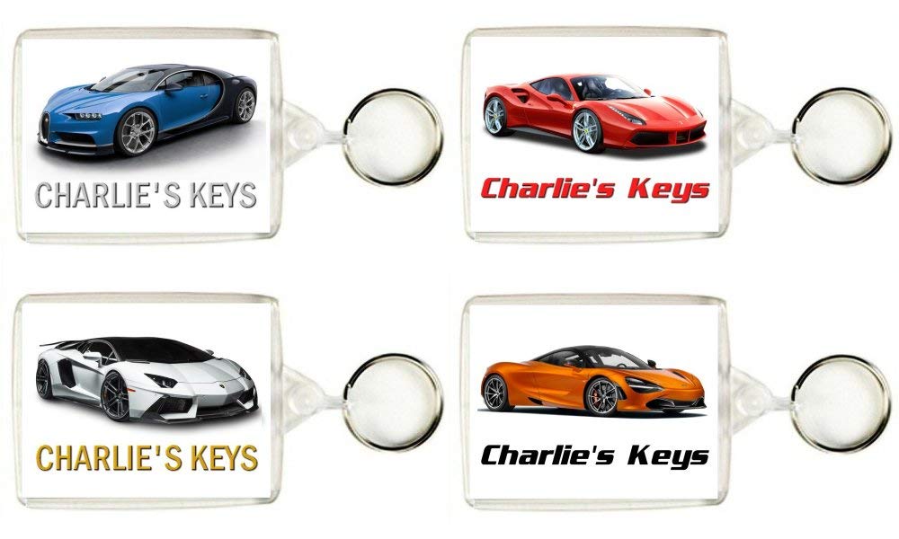 Key Expressions Personalised SUPERCAR Keyring / Bag Tag - FIVE DESIGNS AVAILABLE